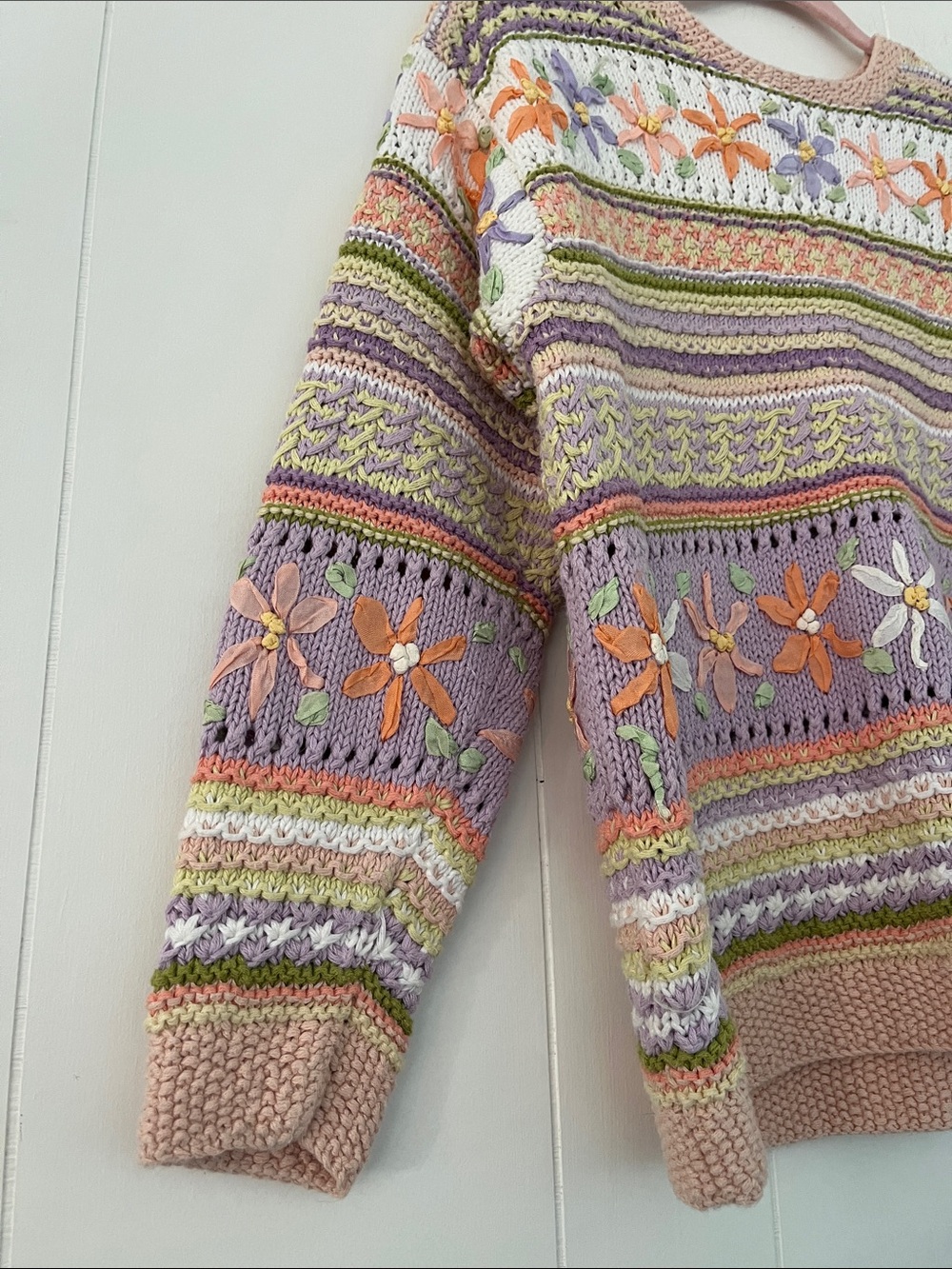 Vintage Susan Bristol Causal Ramie Knit Floral Sweater Size Medium Petite - Picture 4 of 16